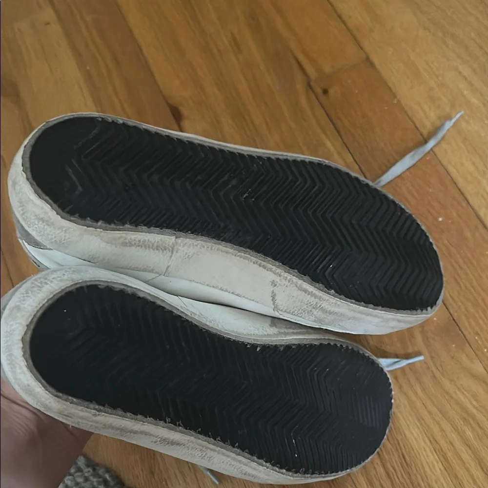 Women's Golden Goose White and Gray Super Star Sneakers - Picture 4 of 9